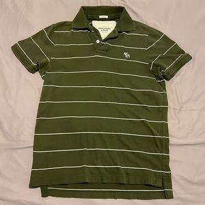 Green Abercrombie and fitch polo shirt with thin white stripes